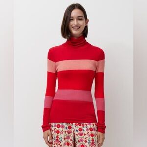 Uniqlo Heat Tech Red and Pink Turtleneck